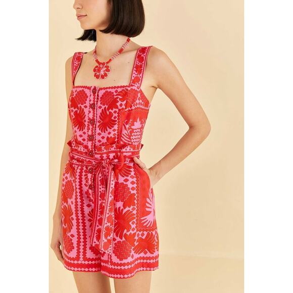 NWT Farm Rio Red Jungle Scarf Romper Size XL - Picture 1 of 7